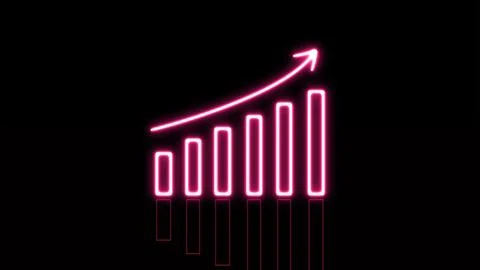 Vector growing Diagram. Arrow graph going up. Futuristic raise arrow chart .. Ilustración de archivo