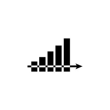 Vector growing graph icon black on white background Stock Illustration