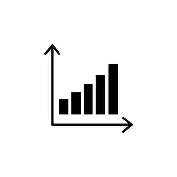 Vector growing graph icon black on white background Stock Illustration