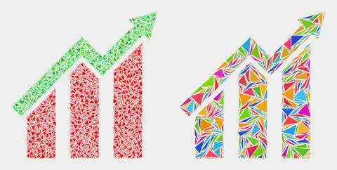 Vector Growing Trend Chart Mosaic Icon of Triangle Elements Stock Illustration