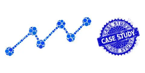 Vector Growing Trend Collage of Dots with Distress Case Study Badge Illustrazione stock