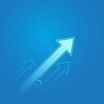 The vector of growing up ward blue arrows on blue background. the up trend .. Stock-Illustration