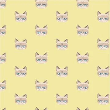 Vector grumpy cat pattern. Stock Illustration