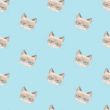 Vector grumpy cat pattern. Stock Illustration