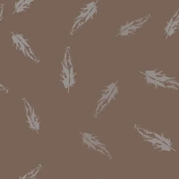 Vector Grunge bird feathers seamless pattern on brown background Illustrazione stock