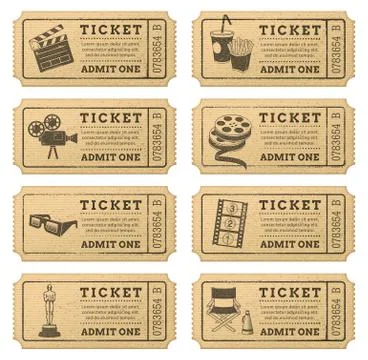 Vector Grunge Cinema tickets Stock Illustration