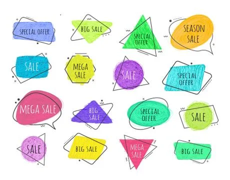 Vector grunge doodle style sketch colored frames Illustrazione stock