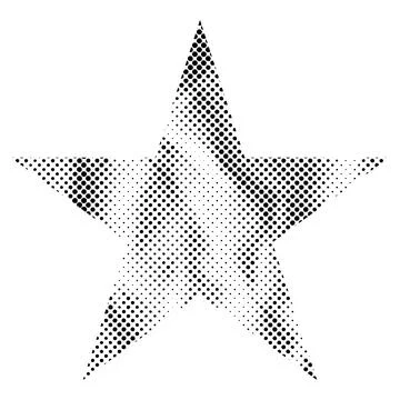 Vector Grunge Halftone Textured Star Collage Paper Cut Out Icon Stock Illustration