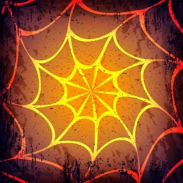 Vector grunge Halloween dark background. Hand drawn spider web Stock Illustration