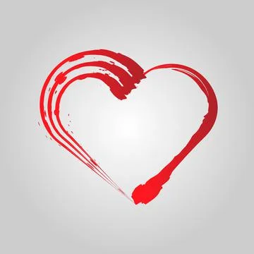 Vector grunge Heart shape frame with brush painting isolated on gray backgrou Stock Illustration