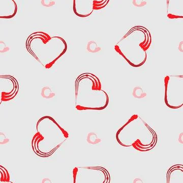 Vector grunge Heart shape frame with brush painting. seamless pattern Stock Illustration
