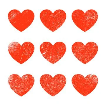 Vector grunge heart shape. Red heart vintage brush love grunge element Stock Illustration