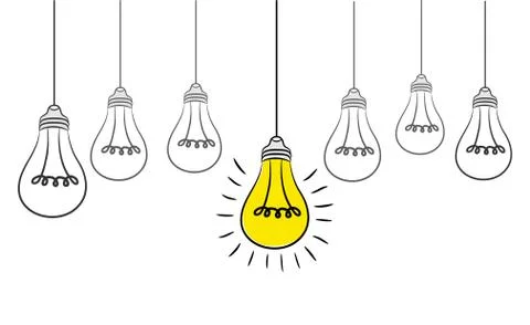 Vector grunge illustration with hanging light bulbs and place for text. Moder Stock Illustration