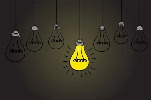 Vector grunge illustration with hanging light bulbs and place for text. Moder Stock Illustration