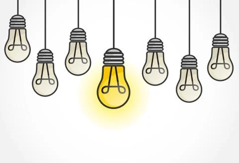 Vector grunge illustration with hanging light bulbs and place for text. Moder Stock Illustration