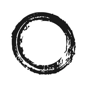 Vector grunge ink brush frame. Circle shape hand painted. One isolated element Stock Illustration