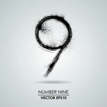 Vector grunge number - nine Stock Illustration