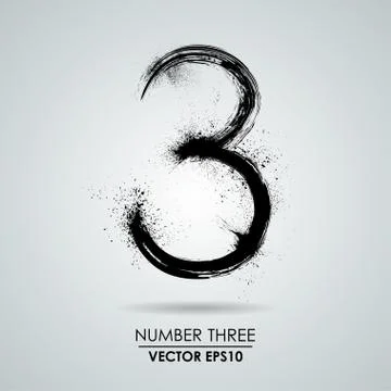 Vector grunge number - three Stock Illustration
