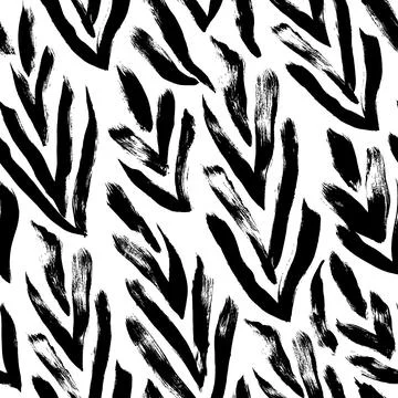 Vector grunge ornament with bold black leaves. Stock Illustration