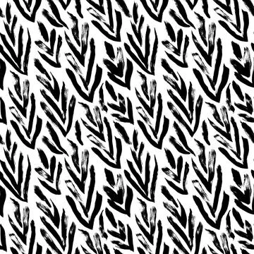 Vector grunge ornament with bold black leaves. Stock Illustration