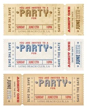 Vector Grunge Party Invites Stock Illustration