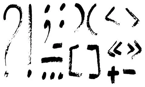 Vector grunge punctuation marks set on white background. Hand drawn illustrat Stock Illustration