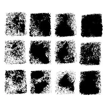 Vector grunge rectangle set. Black textured shapes on white background Stock Illustration