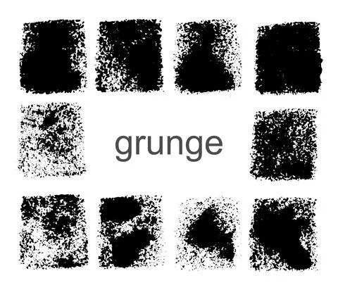 Vector grunge rectangle set. Black textured shapes on white background Stock Illustration