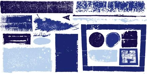 Vector grunge rectangles, round shapes and lines. Sketchy ink rectangle Stock Illustration