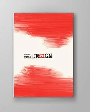 Vector grunge red paint brush strokes brochure. Stock Illustration
