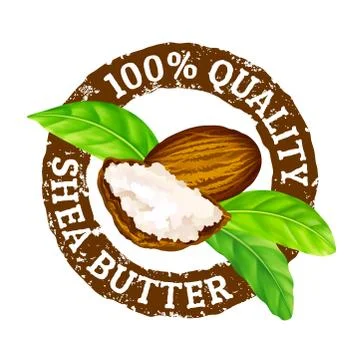 Vector grunge rubber stamp 100 quality shea butter on a white. Stock Illustration