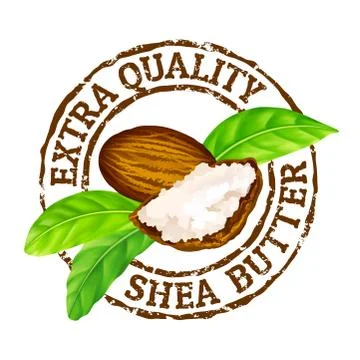 Vector grunge rubber stamp extra quality shea butter on a white background. Stock Illustration