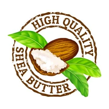 Vector grunge rubber stamp High quality shea butter on a white. Stock Illustration