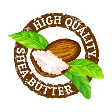 Vector grunge rubber stamp. High quality shea butter on a white. Stock Illustration