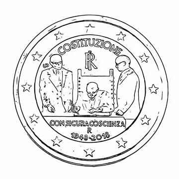 Vector grunge texture coin of two euro denomination Stock Illustration