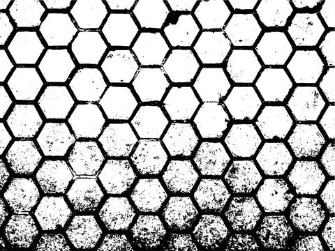Vector grunge texture of old stone hexagonal tiles with damage Stock Illustration