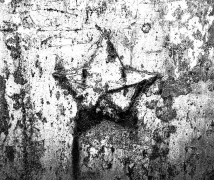 Vector grunge texture of a rotten, rough,  shattered five-pointed star Stockillustratie