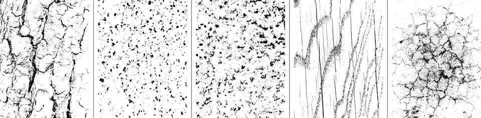 Vector grunge texture set tree bark cracks scratches distress background Stock Illustration