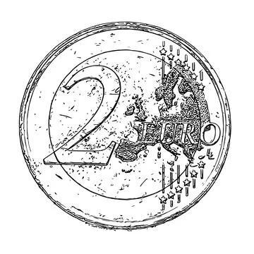 Vector grunge texture of a worn euro coin, distressed and abstract Stock Illustration