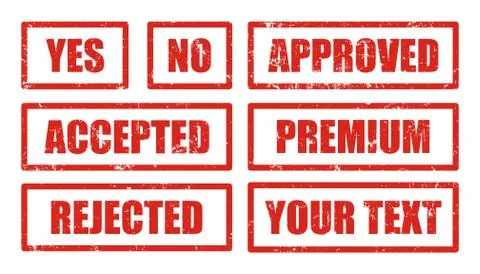 Vector Grunge Textured Yes, No, Approved, Accepted, Rejected Stamps Stock Illustration