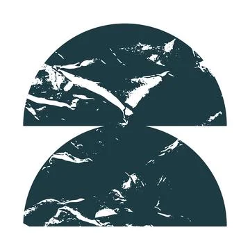 Vector Grunge two half circle Stamp. Distress grain surface dust and rough ba Illustrazione stock