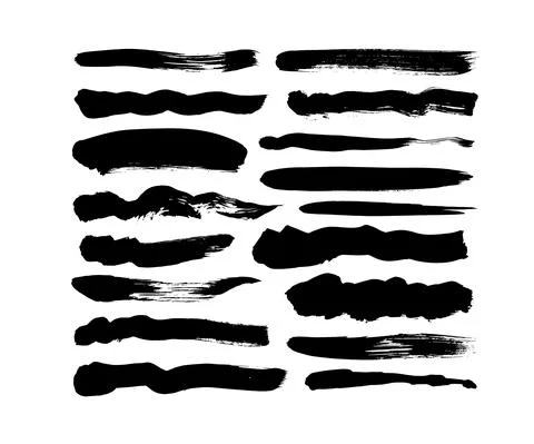 Vector grungy black paint brush strokes collection Stock Illustration