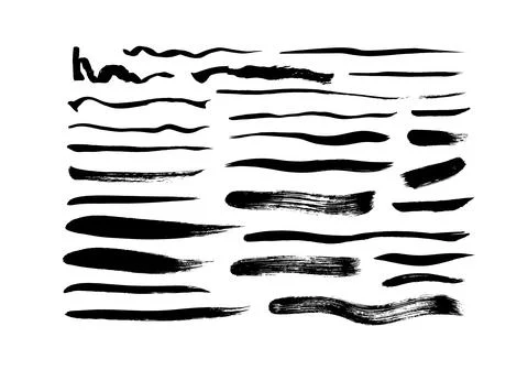 Vector grungy black paint brush strokes collection Stock Illustration