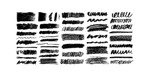 Vector grungy black pencil lines, charcoal strokes Stock Illustration