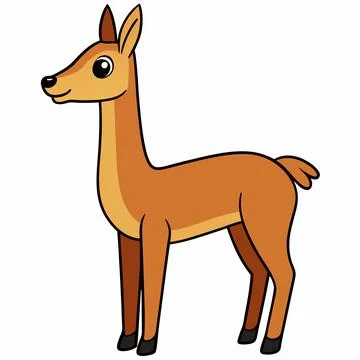 Vector guanaco in flat style. Cute and simple cartoon Stock Illustration