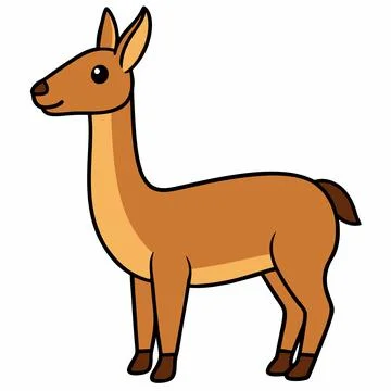 Vector guanaco in flat style. Cute and simple cartoon Stock Illustration