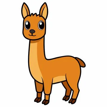 Vector guanaco in flat style. Cute and simple cartoon Stock Illustration