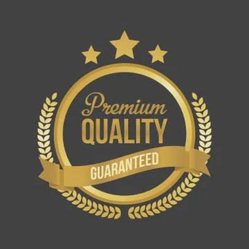 Vector Guaranteed Premium Quality Gold Sign, Round Label 库存插图