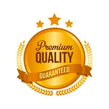 Vector Guaranteed Premium Quality Gold Sign, Round Label Stock Illustration