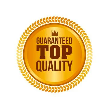 Vector Guaranteed Top Quality Gold Sign, Round Label 库存插图